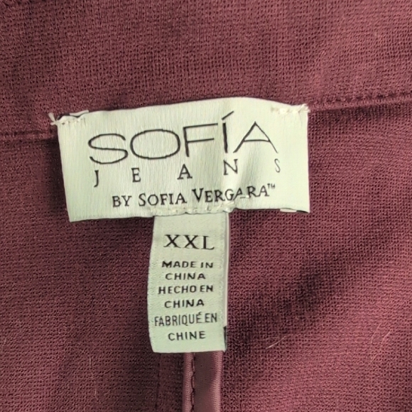 Sofia by Sofia Vergara Maroon Blazer with Waterfall Collar - Picture 6 of 6
